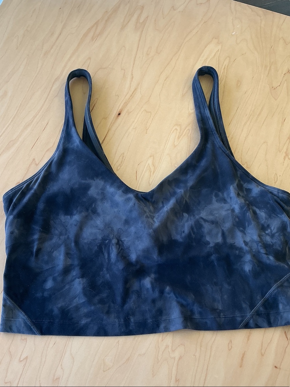 Lululemon, Tie-Dye Navy Sports Bralette with Thin Straps